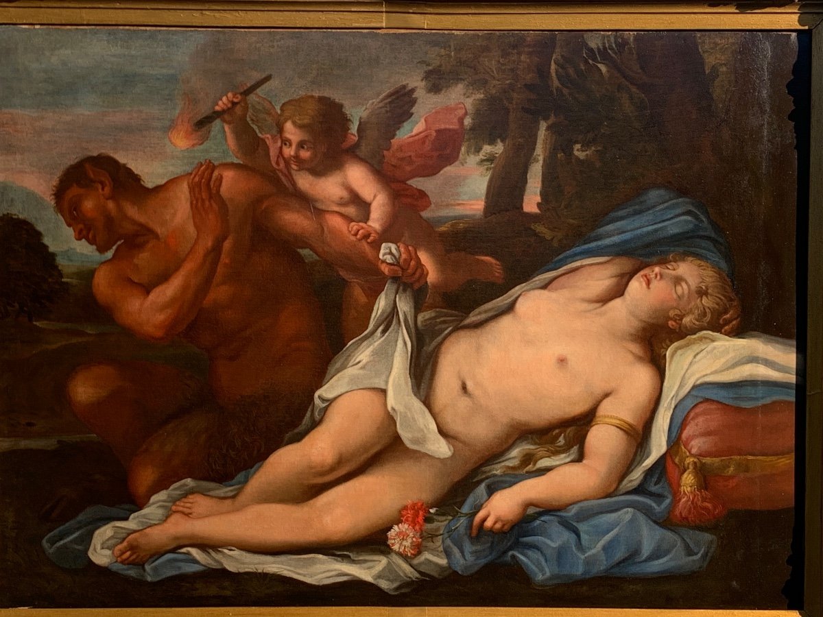 Venus,satyre Et Cupidon. HST, 76x105.Antonio  Balestra 1666-1740.. -photo-6