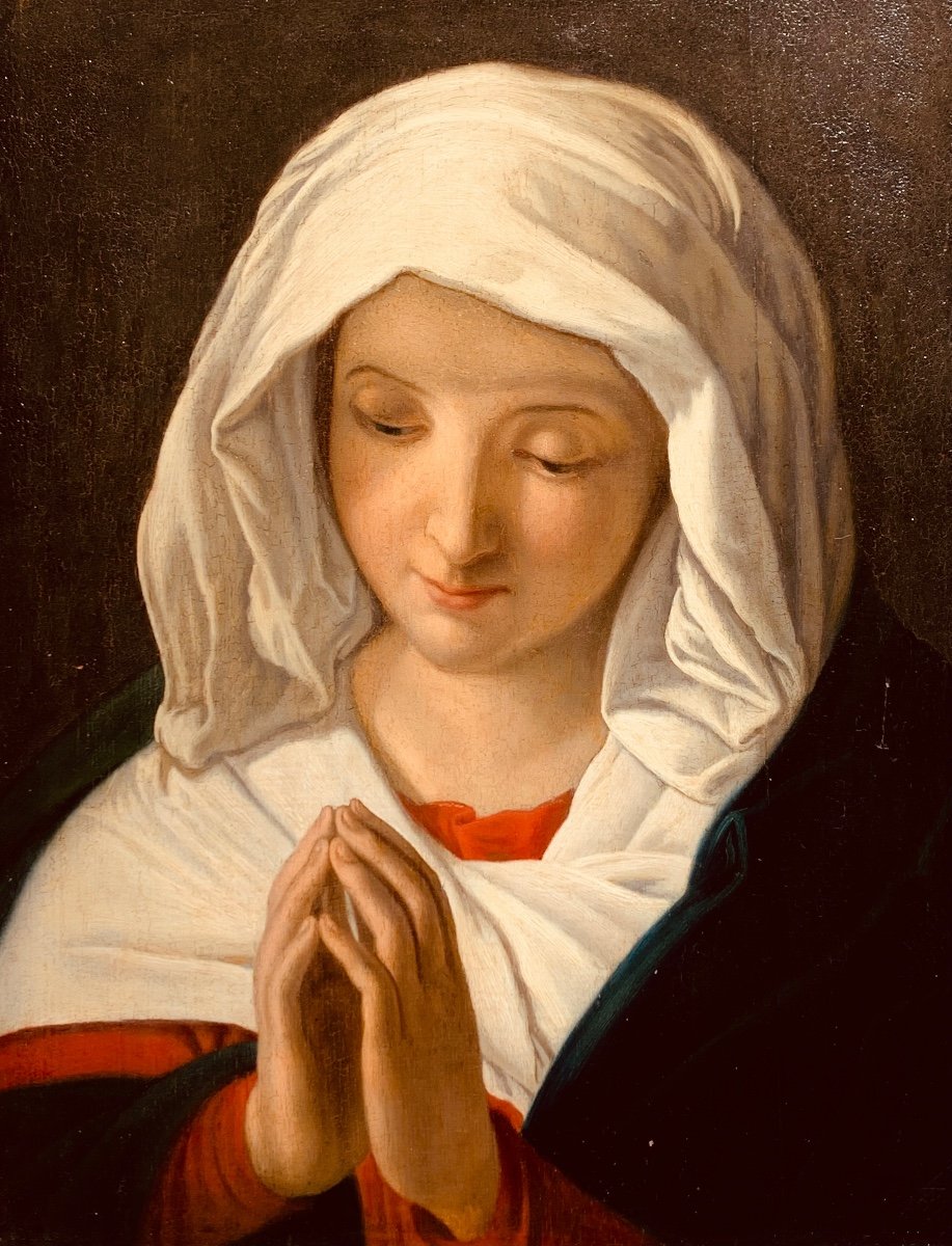 Virgin In Prayer. Hsp 42x52. Late XVII Century. Follower Of Sassoferrato.-photo-4