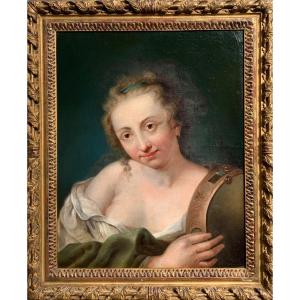 Portrait Of A Young Woman. Oil Canvas 60x47. French School, XVIII Century