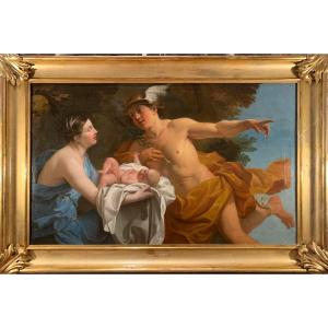 Mercury Entrusts The Child Bacchus To The Nymphs Nisa. Oil Canvas 118x74. French School 18th  