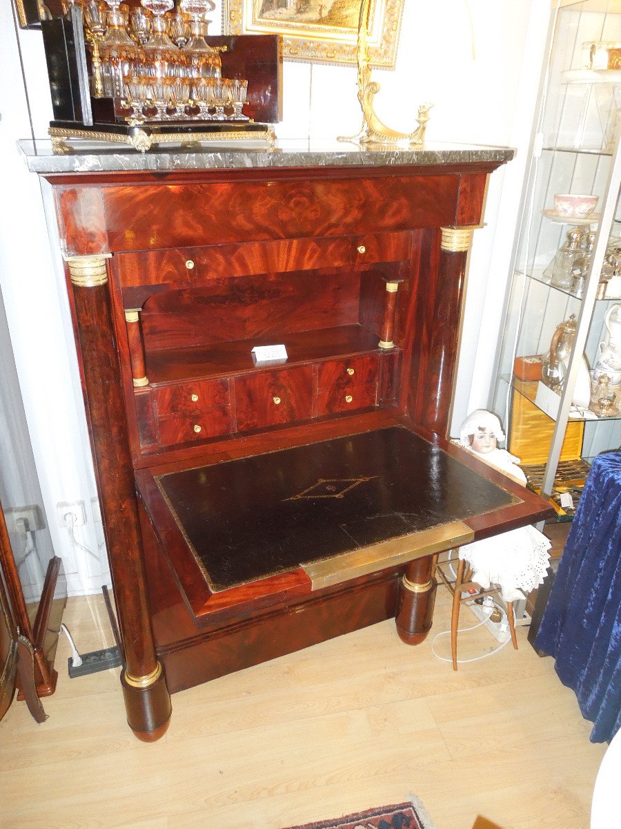 Secretary With Mahogany Flap And Mahogany Veneer Empire Period