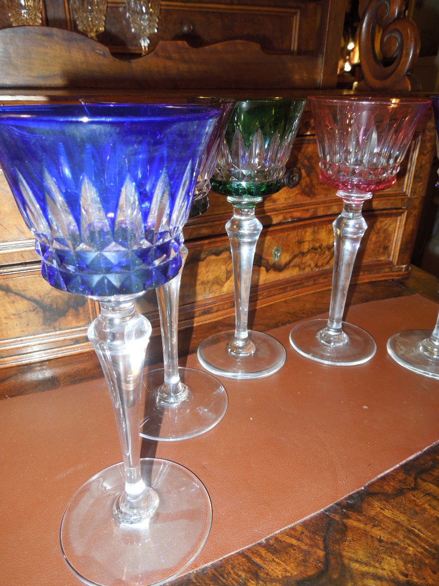 Part Of Service Of Rhine Wine Glasses In Baccarat Colors Piccadilly Model-photo-1