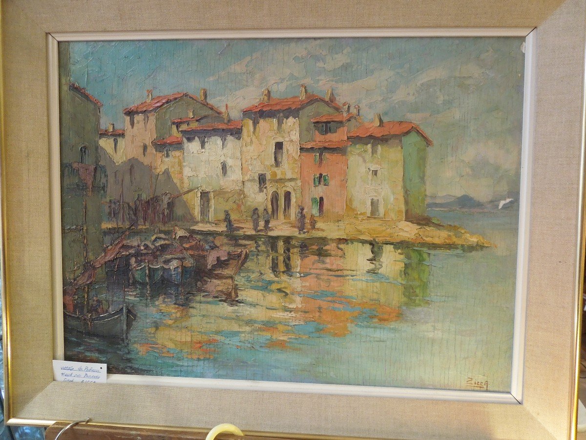 Martigues Oil On Panel Signed By Zicca XX Eme