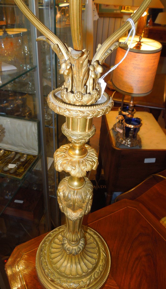 Large Golden Bronze Living Room Lamp Debut 20 Eme Siecle-photo-4