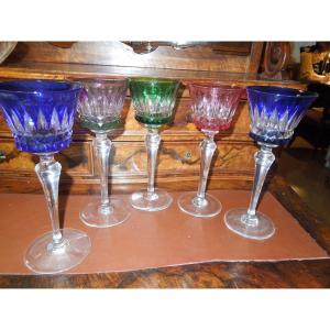 Part Of Service Of Rhine Wine Glasses In Baccarat Colors Piccadilly Model