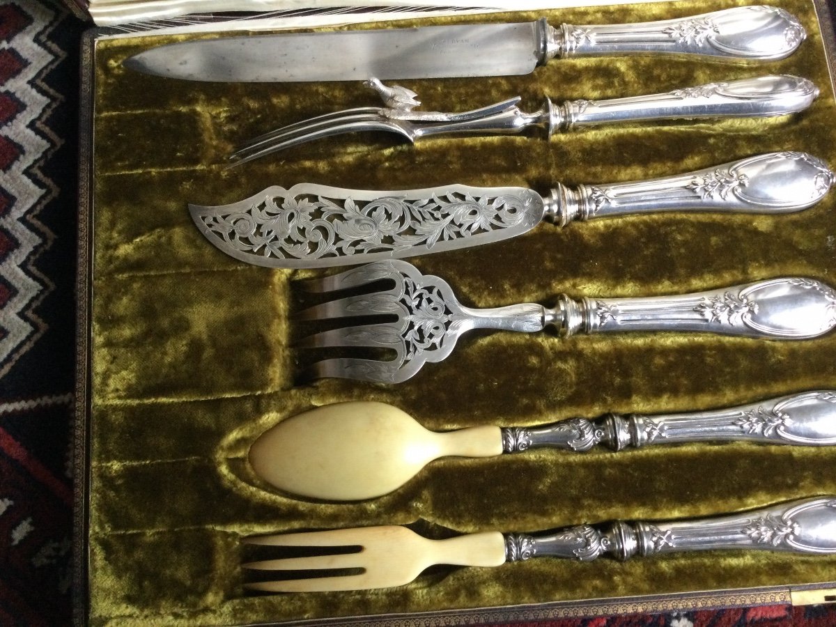 Serving Cutlery: Salad, Fish, Meat Silver Handle-photo-2
