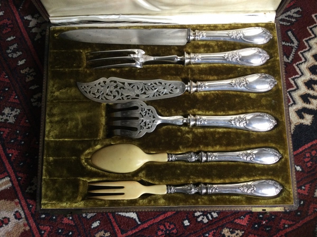 Serving Cutlery: Salad, Fish, Meat Silver Handle