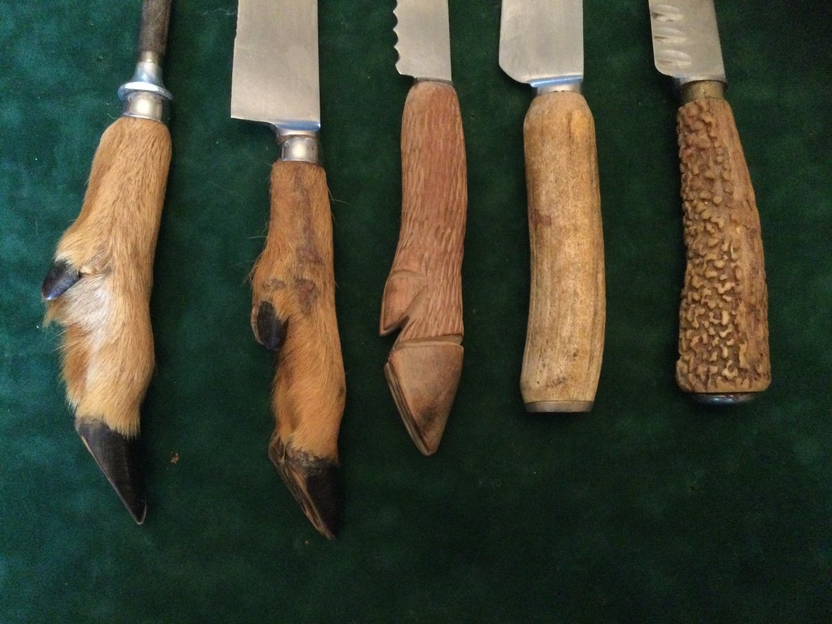 4 Couteaux De Cuisine Plus Un Fusil à Aiguiser De Chasse-photo-1