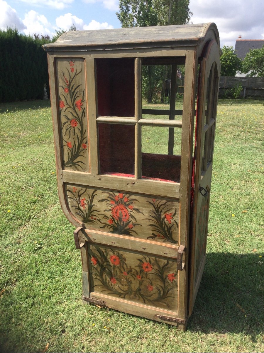 Early 18th Century Sedan Chair Painted With Floral Decor-photo-2