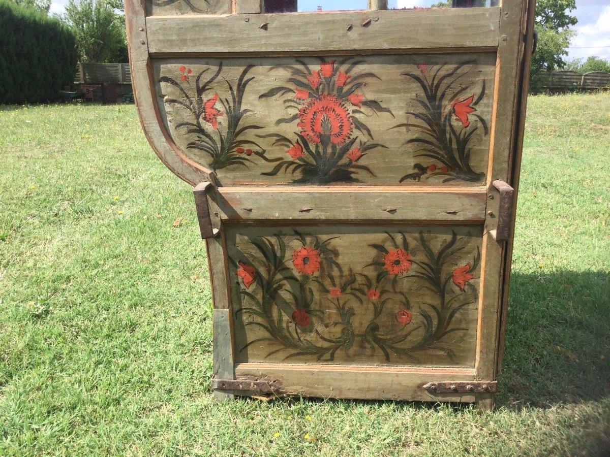 Early 18th Century Sedan Chair Painted With Floral Decor-photo-4