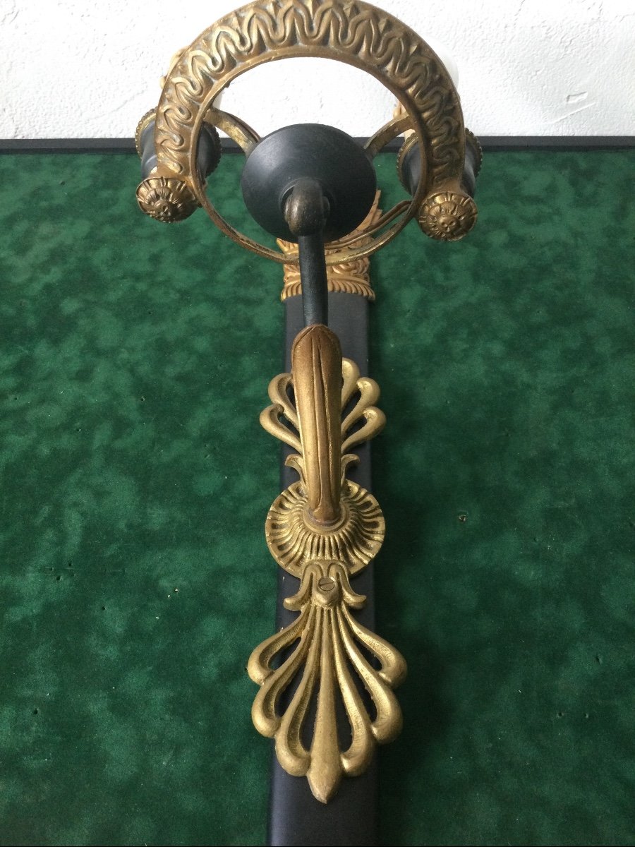 Grande Paire D’appliques En Bronze Doré Et Patiné hauteur 51,5 cm-photo-1