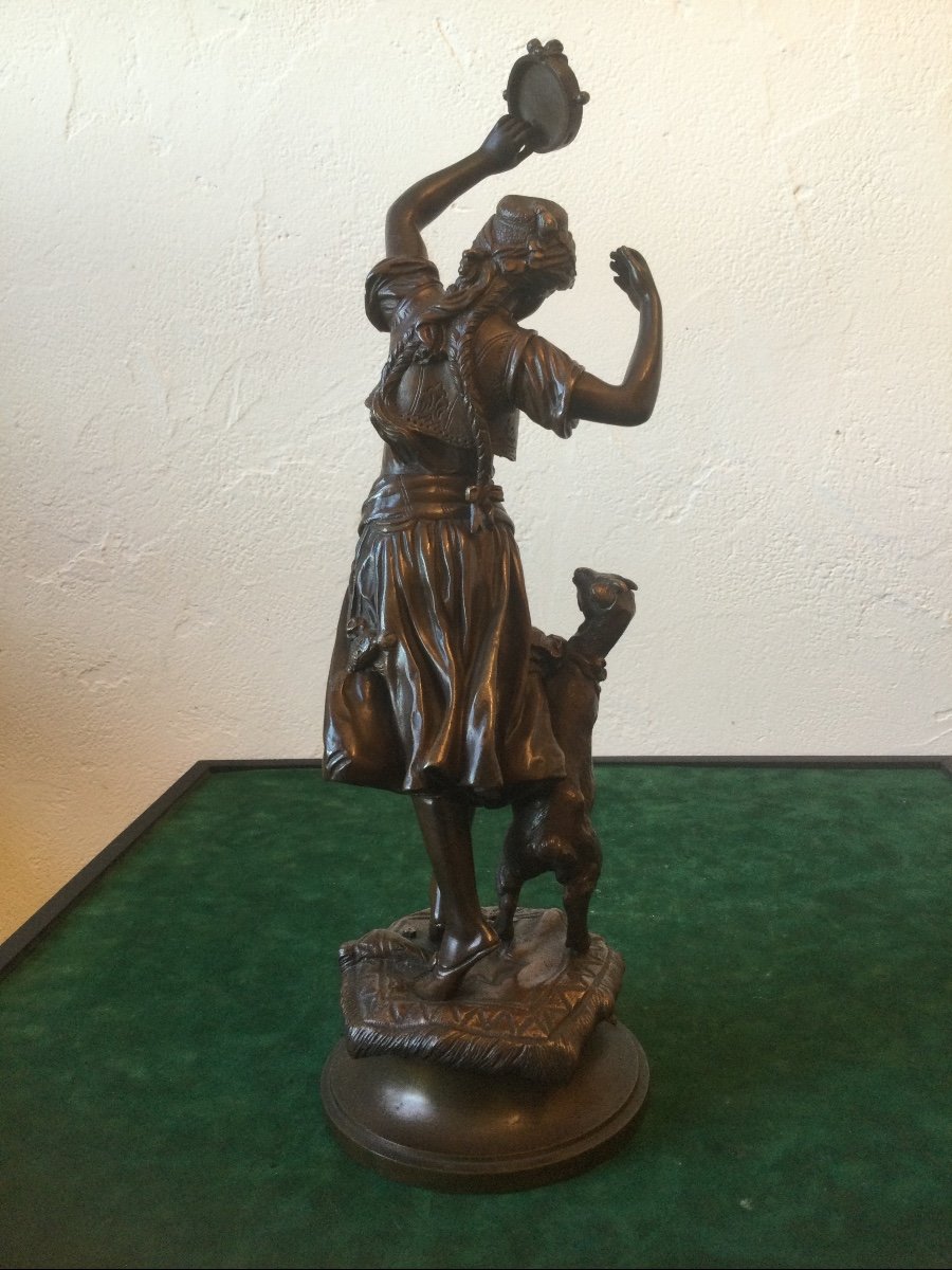 Bronze Esmeralda Signed Gaudez Brown Patina-photo-1