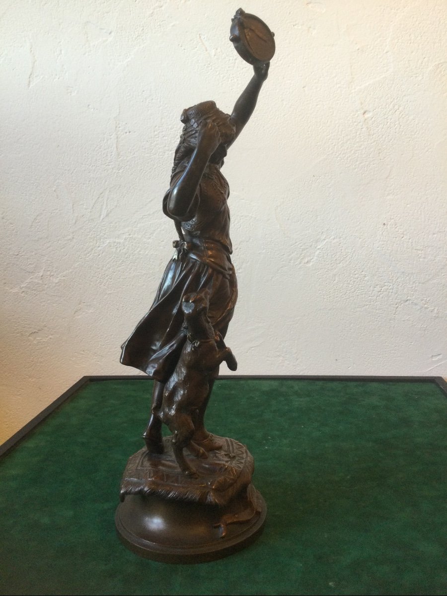 Bronze Esmeralda Signed Gaudez Brown Patina-photo-2