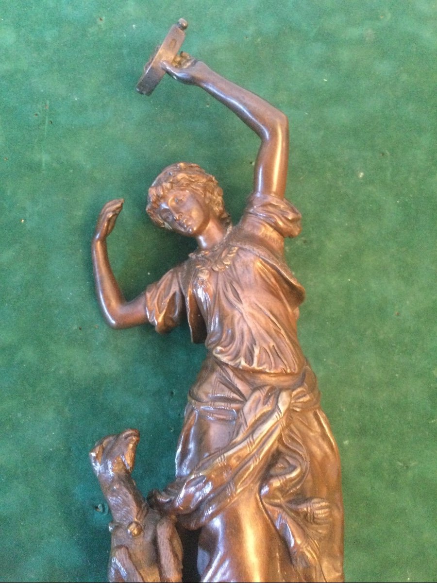 Bronze Esmeralda Signed Gaudez Brown Patina-photo-3