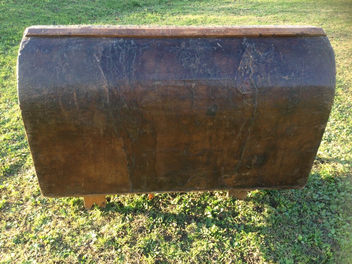 Chest, Domed Trunk In Studded Leather 17th Century-photo-4