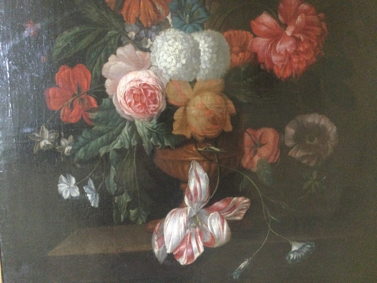 Grand Bouquet De Fleurs époque Fin XVIIéme Début XVIIIéme -photo-2