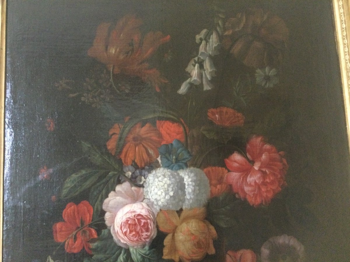 Grand Bouquet De Fleurs époque Fin XVIIéme Début XVIIIéme -photo-3