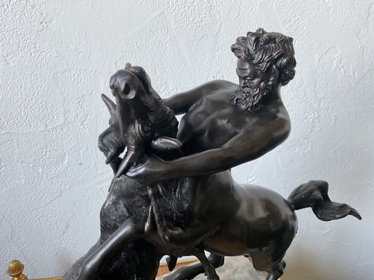 Centaur Fighting A Bronze Stag Signed L Avolio-photo-2