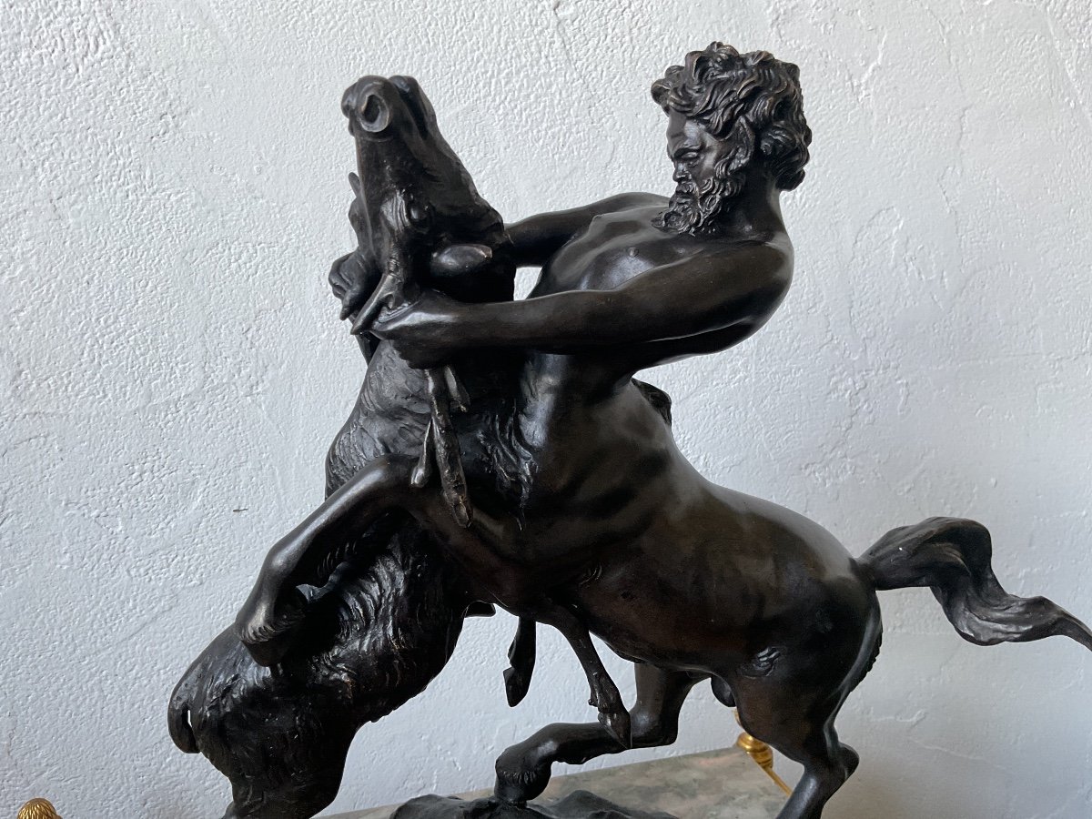 Centaur Fighting A Bronze Stag Signed L Avolio-photo-3