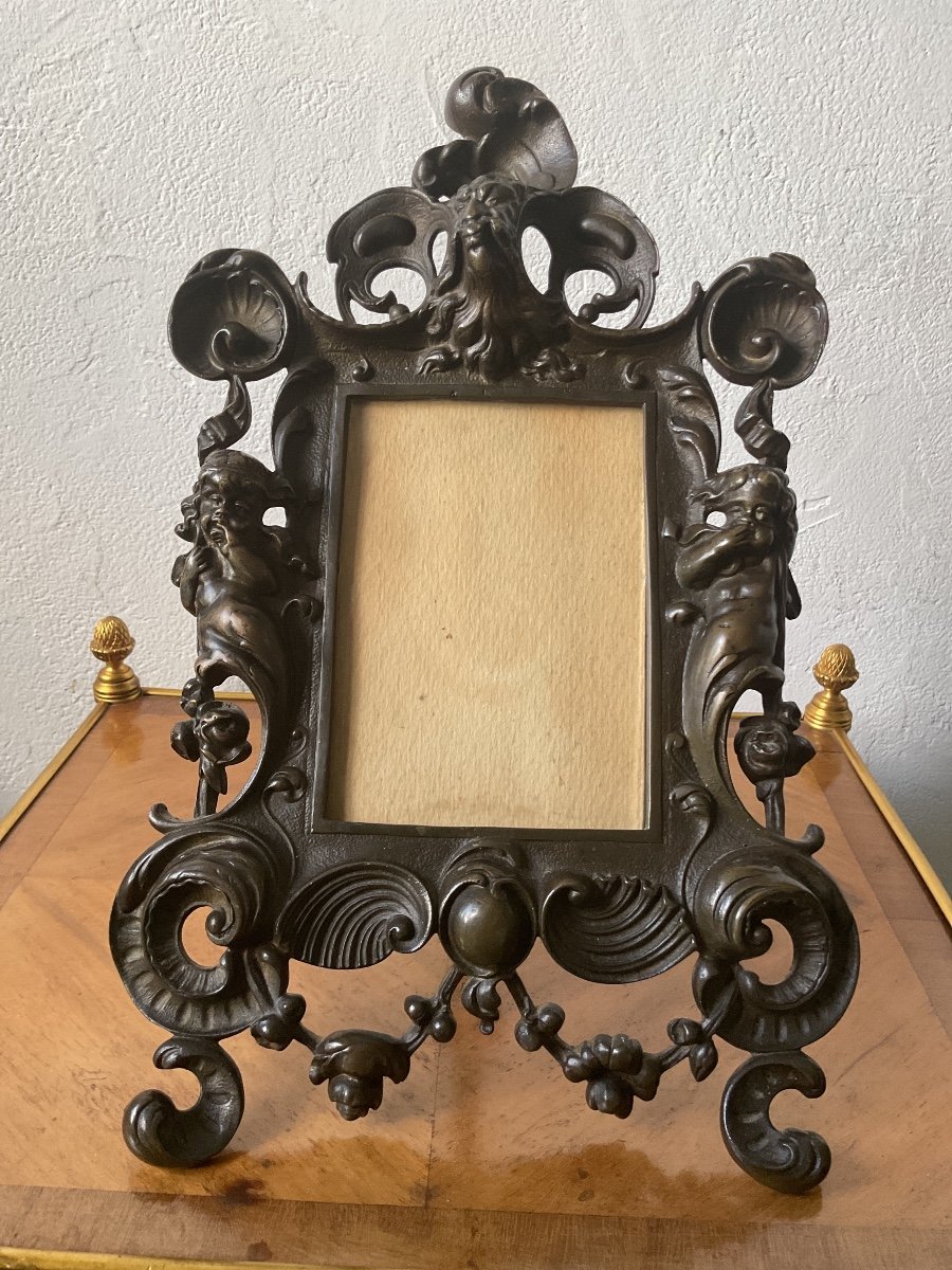 Rare Bronze Easel Frame Patinating Renaissance Style 