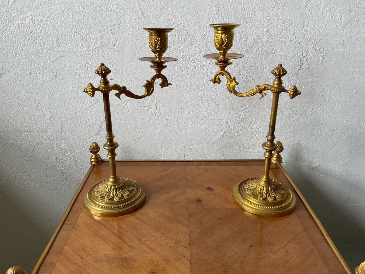 Interesting Pair Of Height Adjustable Candle Holders -photo-2