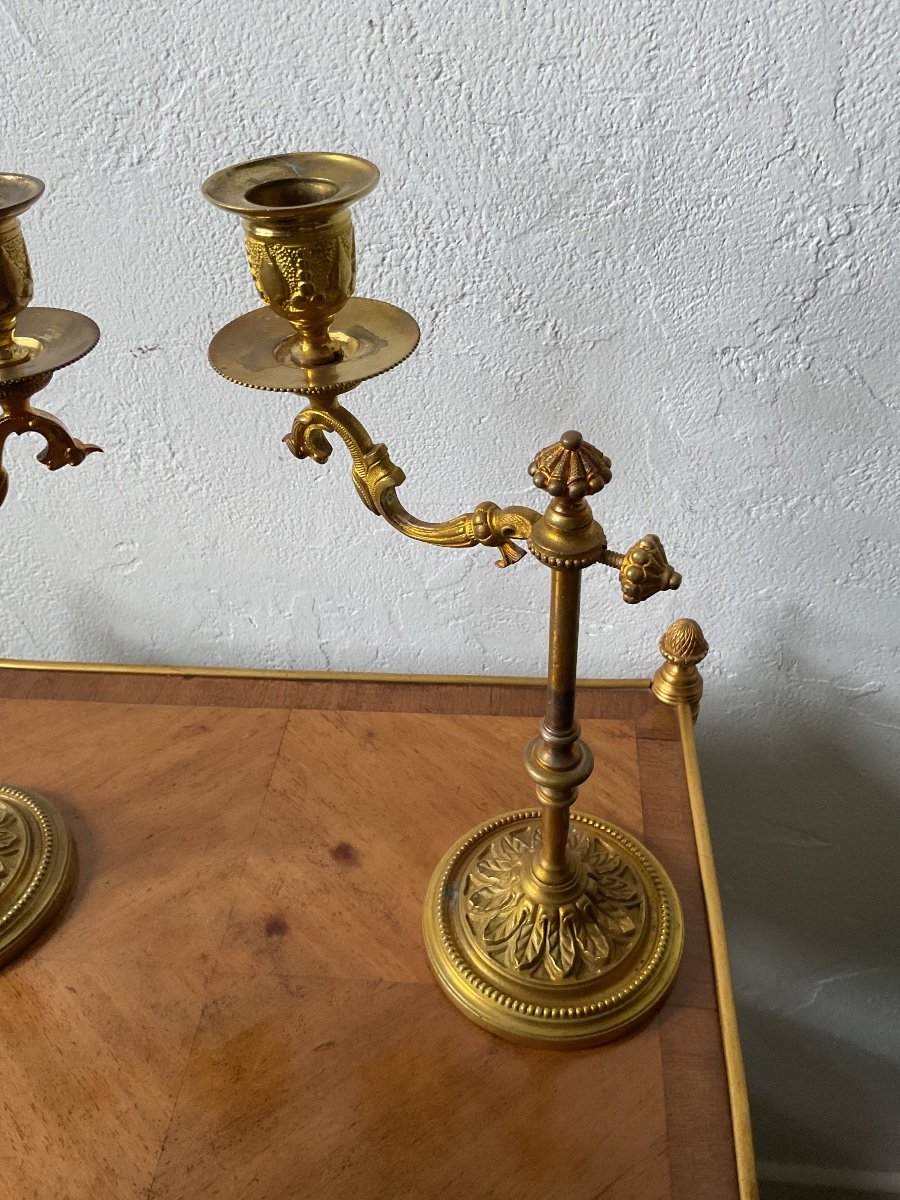 Interesting Pair Of Height Adjustable Candle Holders -photo-3