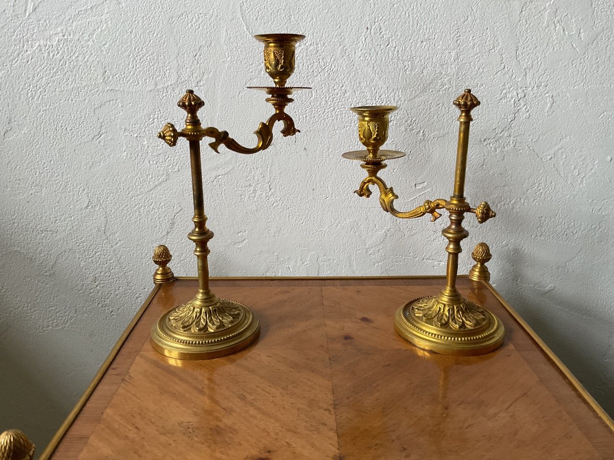 Interesting Pair Of Height Adjustable Candle Holders 