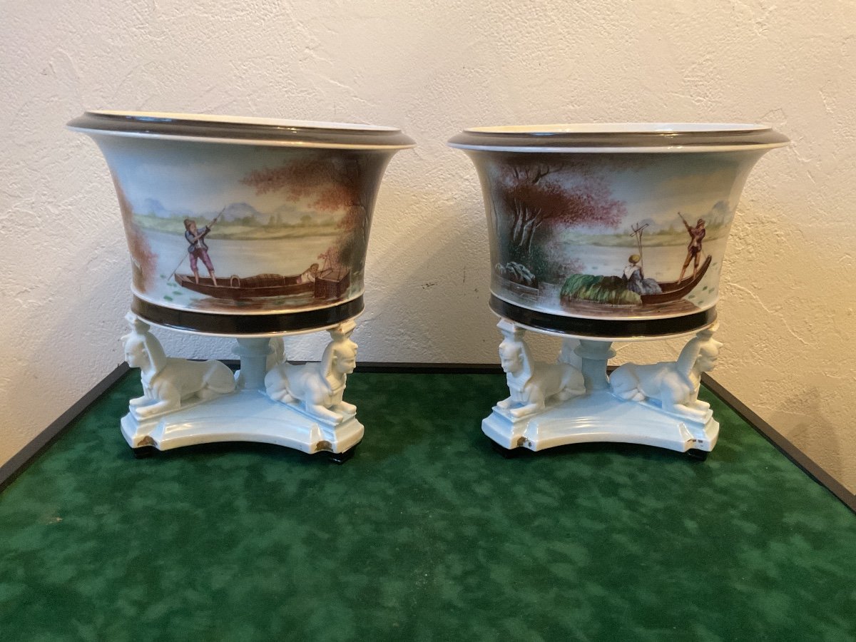 Pair Of Porcelain Plant Pots 