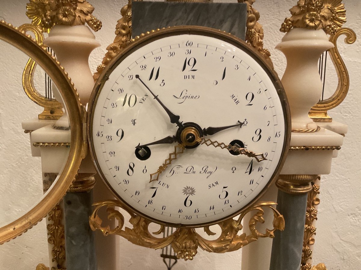 Large Calendar Clock Signed Lépine, Louis XVI Period-photo-2