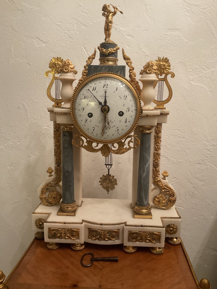 Large Calendar Clock Signed Lépine, Louis XVI Period