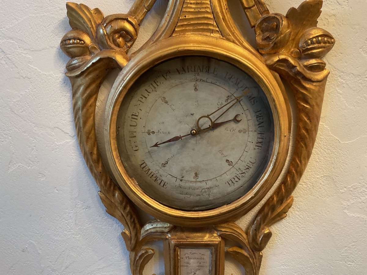 Louis XVI Period Barometer In Gilded Wood -photo-2