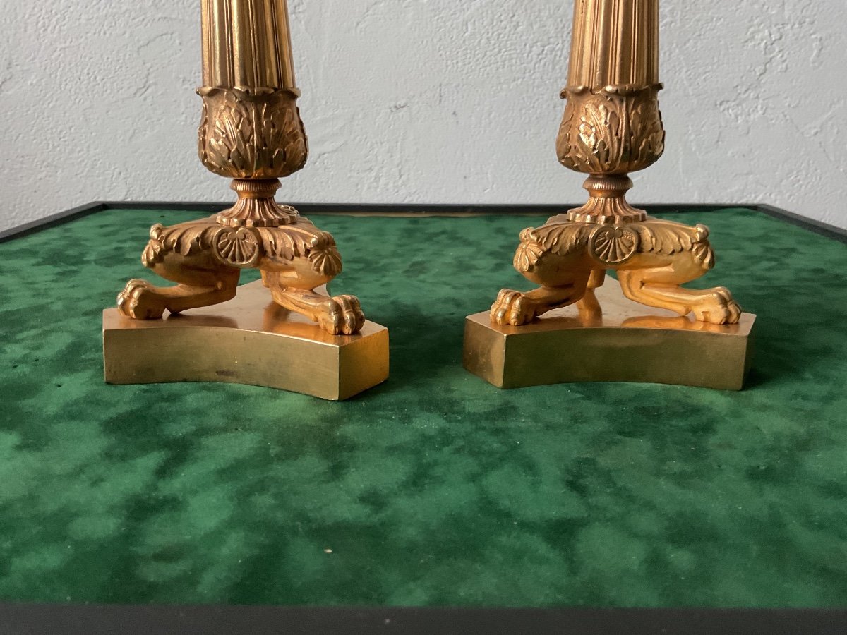 Pair Of 19th Century Gilt Bronze Candlesticks -photo-3