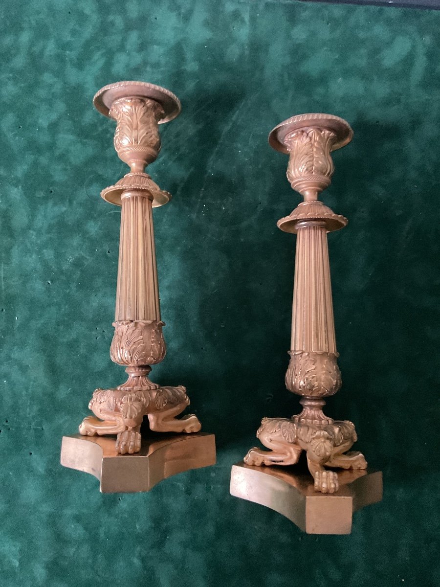 Pair Of 19th Century Gilt Bronze Candlesticks -photo-4