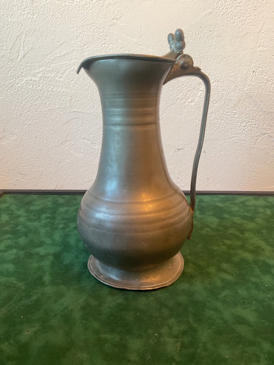 2 18th Century Pewter Pitchers-photo-2