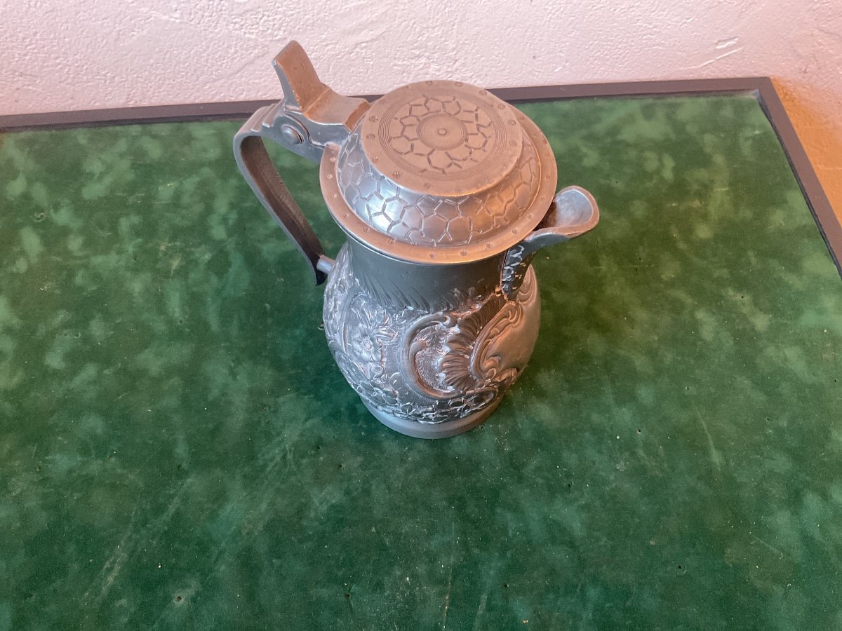 2 18th Century Pewter Pitchers-photo-2