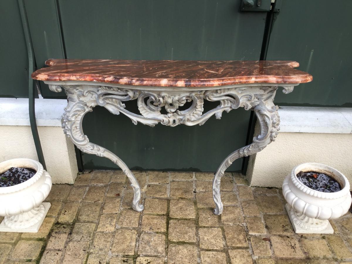 Lacquered Wood Console Louis XV