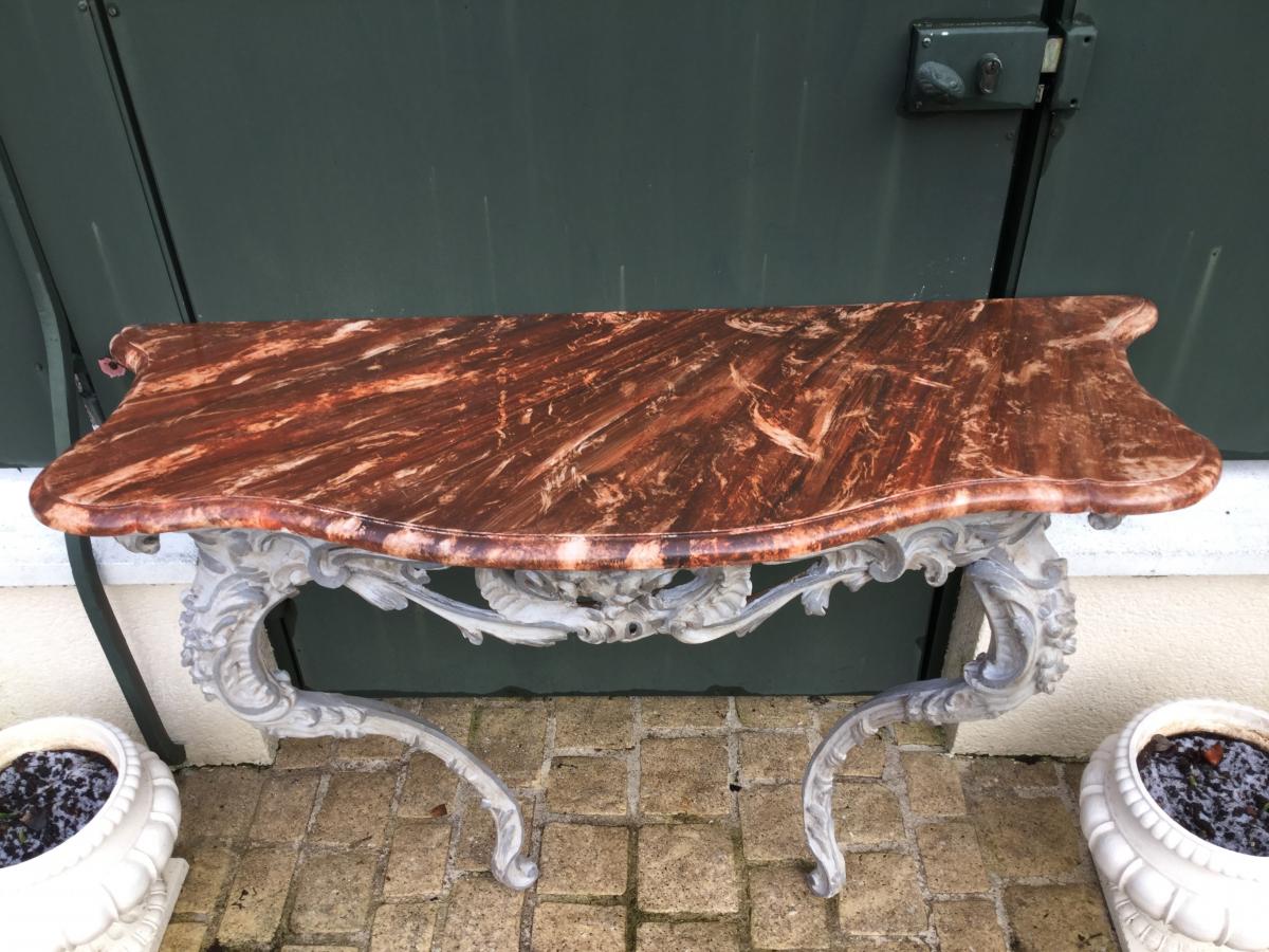 Lacquered Wood Console Louis XV-photo-4