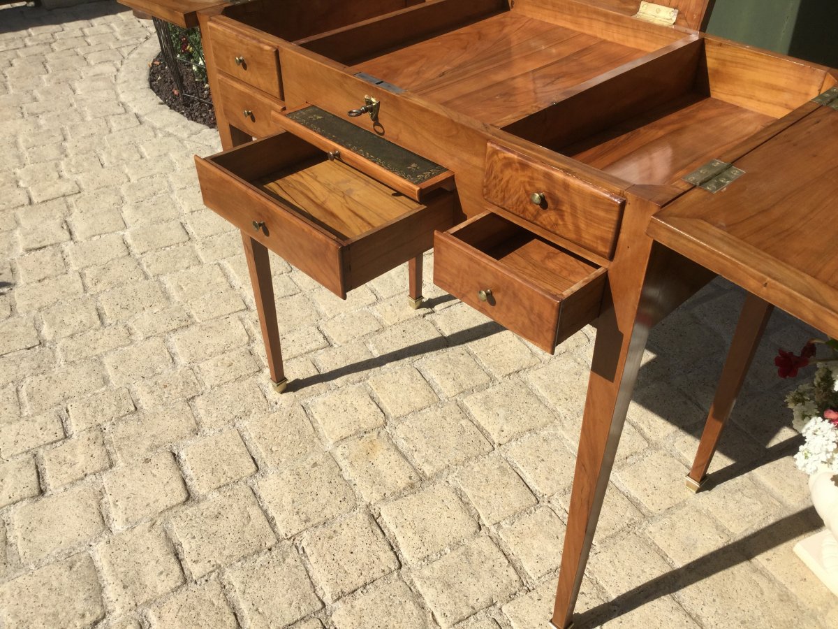 Dressing Table In Olivier Massif Late Eighteenth End XIXth-photo-1