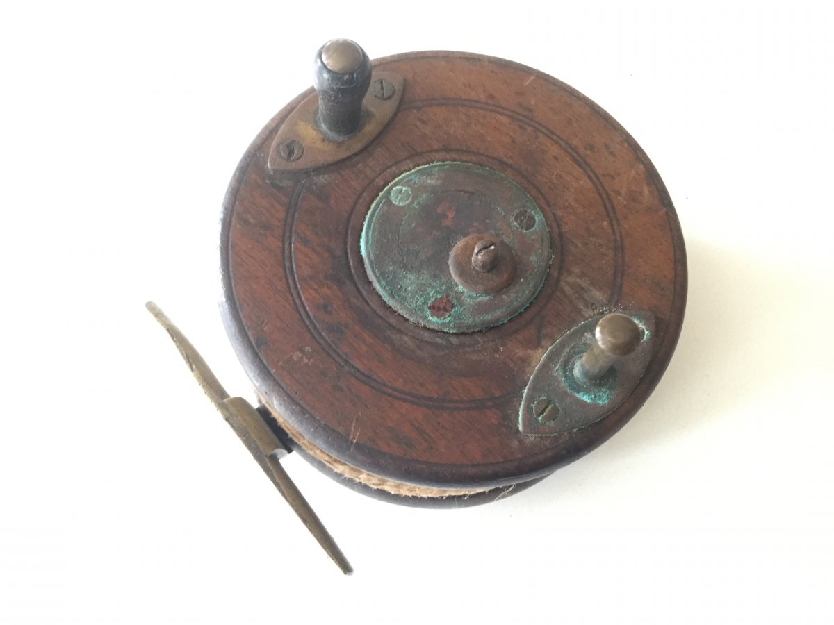 Two Fishing Reels Mahogany And Brass XIXth-photo-3