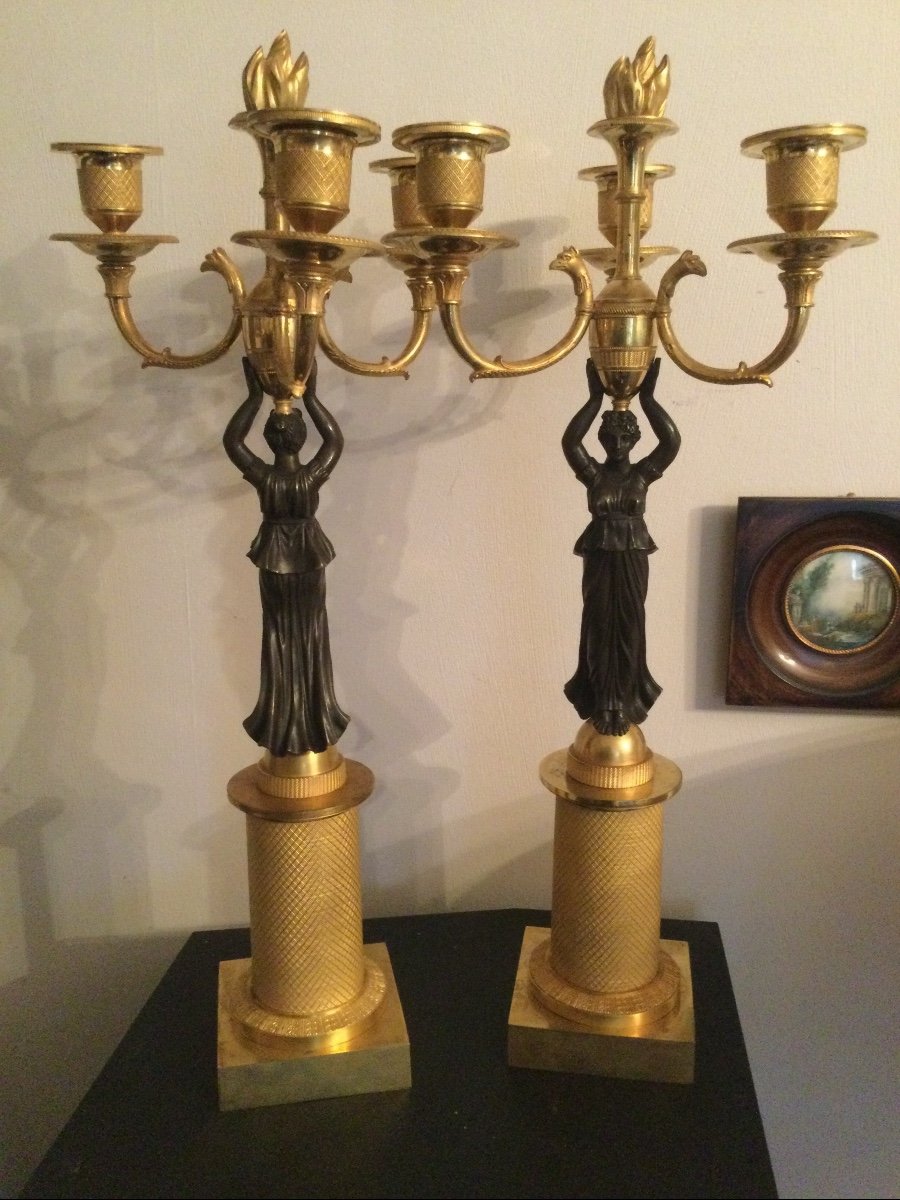 Pair Of Empire Period Candelabra-photo-2