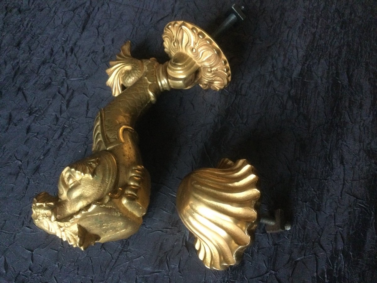 Large Door Knocker In Gilt Bronze XIXth Height 22.5 Cm-photo-4