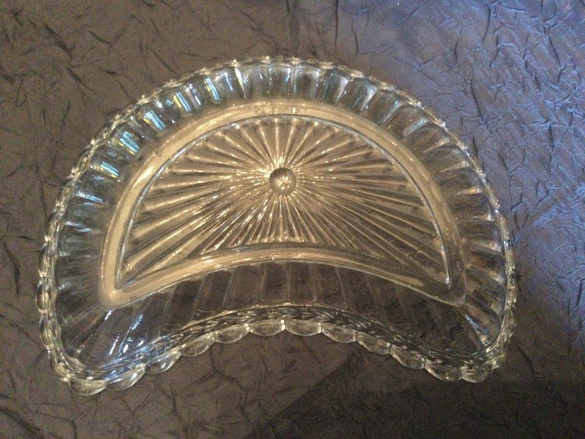 Five Condiment Trays In The Shape Of A Half Moon In Saint Louis Crystal, Baccarat?-photo-3