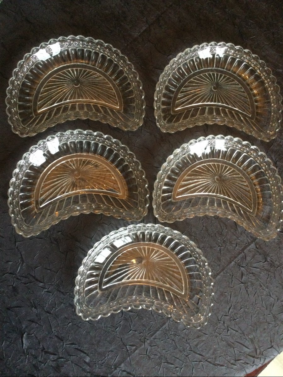 Five Condiment Trays In The Shape Of A Half Moon In Saint Louis Crystal, Baccarat?
