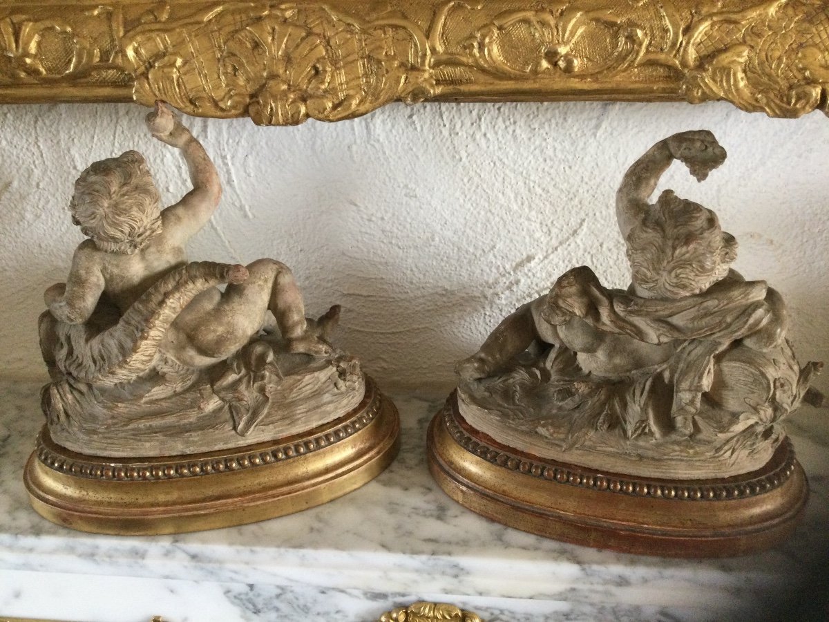 Pair Of Putti In Terracotta Late Eighteenth Early Nineteenth Time-photo-4