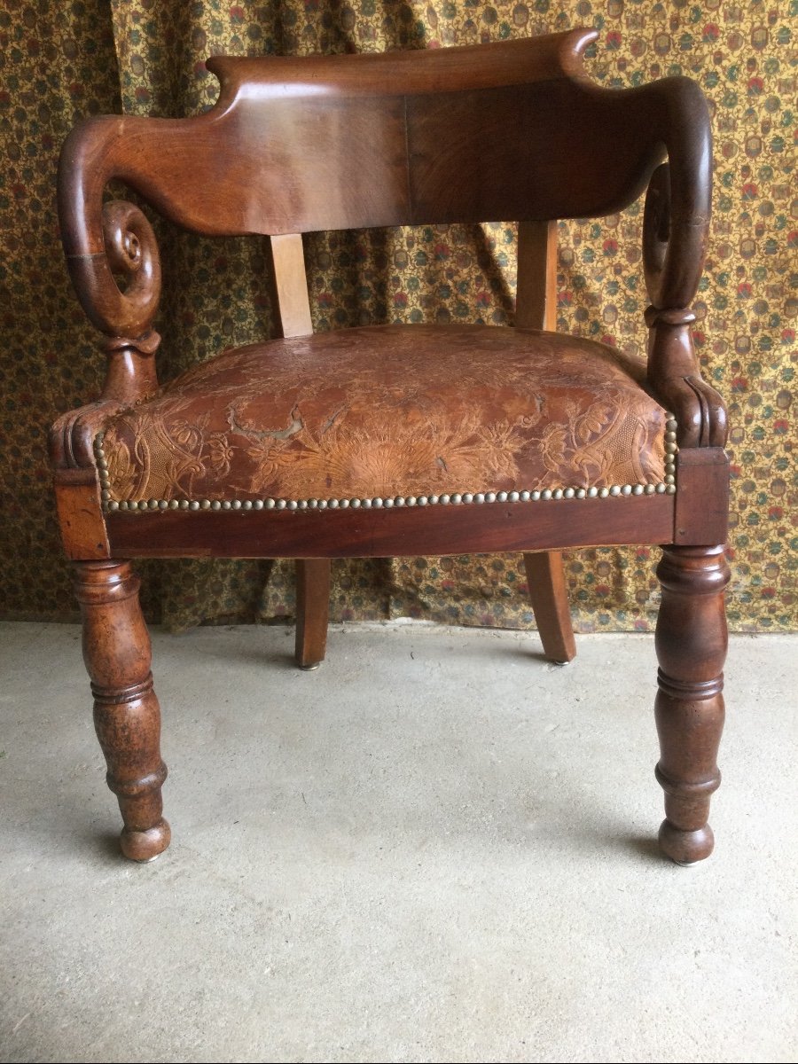 Mahogany Office Armchair Early Nineteenth Time-photo-2