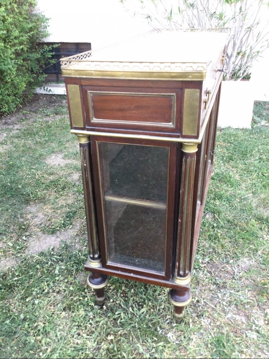 Low Showcase In Mahogany And Bronze Glazed On Three Sides-photo-2