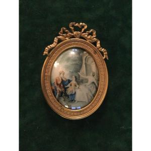 Gilt Bronze Frame Louis XVI Style Curved Glass