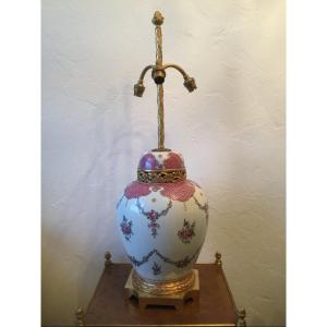 Large Lamp Base In Porcelain And Gilt Bronze Louis XVI Style