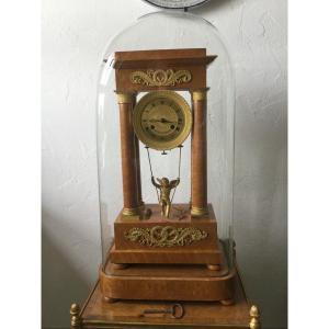 Rare Column Clock With Swing Charles X Period