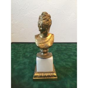 Bust Of An Elegant Gilt Bronze